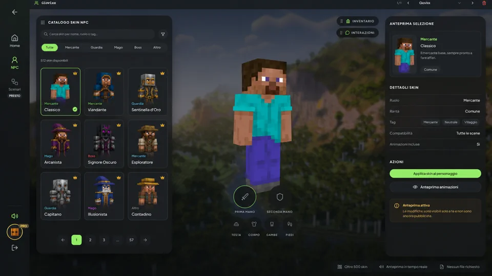 Screenshot · NPC skin catalogue